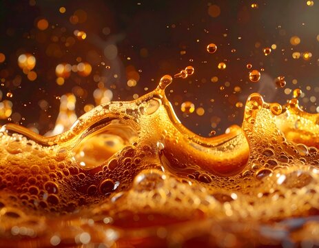 Effervescent nitro espresso coffee wave abstract background