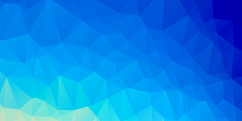Fototapeta premium Vibrant blue and cyan low poly geometric background featuring abstract triangular patterns for modern corporate digital design and presentation. 