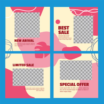 Pink Design Feed social media for promotion and vecor pink design tamplate
