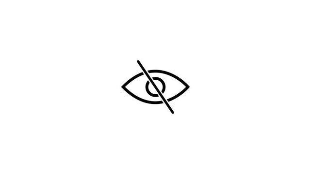 Sensitive Content Eye Icon Animation on White Screen Background, Warning Symbol Motion Graphic, Privacy Alert, graphic content warning,