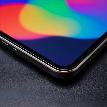 Crisp tech lifestyle photography, modern workspace styling, sharp contrast, vibrant screen glow, professional gadget review aesthetic style profiling portable oled a...