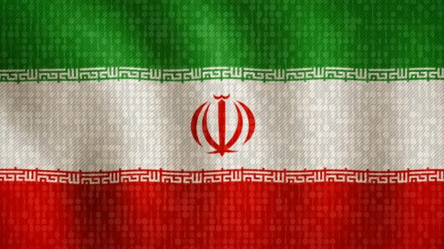 Iran Flag Waving with Vintage Fabric Dot Texture Grid Animation Loop