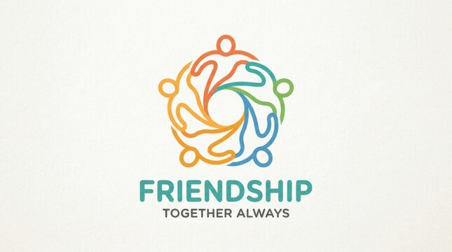 Friendship logo design abstract people circle with vibrant color palette