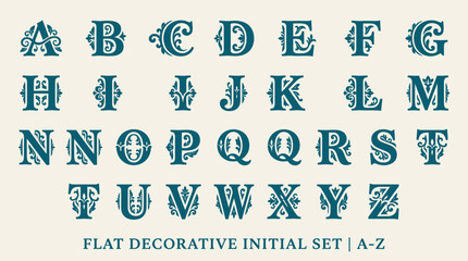 Flat decorative initial alphabet set. © Abhinaya Project