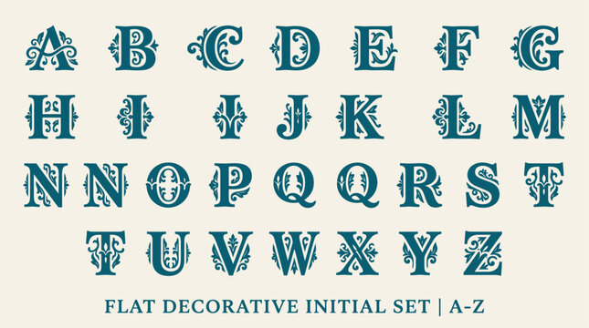 Flat decorative initial alphabet set.