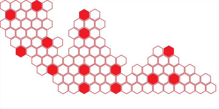  simple abstract red color honeycomb pattern a white and red hexagon