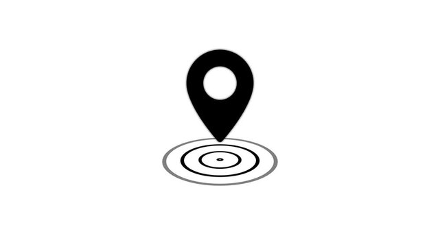 Animated map location pin with pulsing radar effect for navigation and gps ui