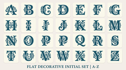 Flat decorative initial alphabet set. © Abhinaya Project