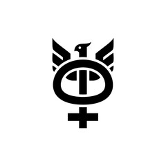 Venus symbol with bird wings logo. © sri