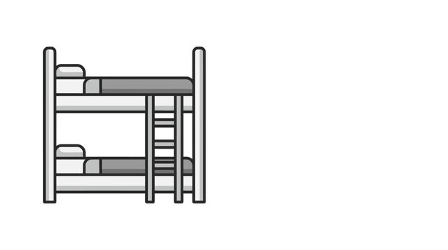 Bunk bed furniture with mattress and pillow illustration