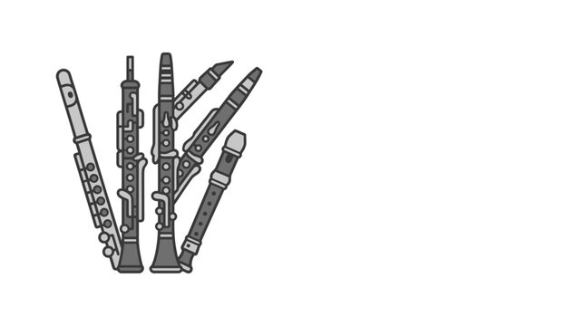 Collection of woodwind musical instruments vector graphic