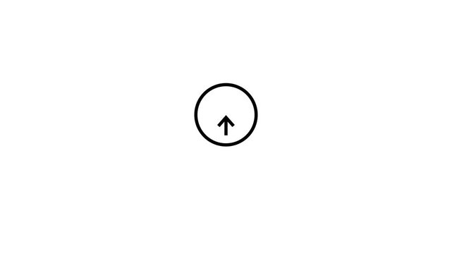 Black download icon animation video. Animated arrow, cloud, folder, file, animated arrow, downloading icon in circle 4k animation on white background
