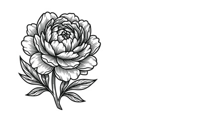 Obraz premium Detailed flower illustration with copy space elegant botanical line art design