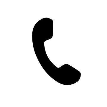 Phone Handset Call Icon, Bold Black Solid Style, Telephone Contact Communication Symbol