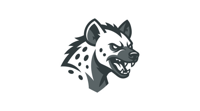Fierce hyena head mascot logo design simple graphic illustration