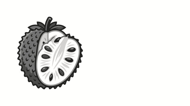 Fresh soursop fruit cut open showing seeds and flesh