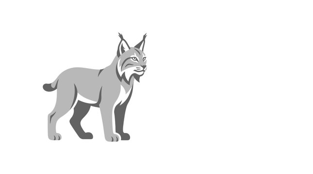 Graphic illustration of a bobcat standing with white background and copy space