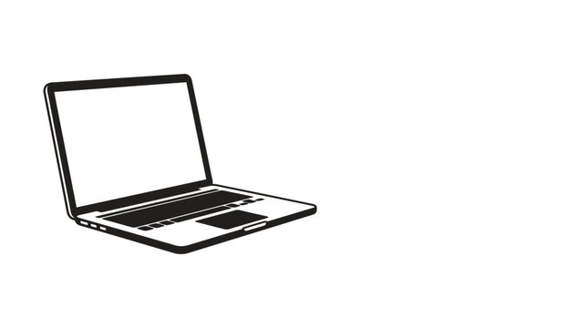 Modern laptop computer open blank screen isolated white background