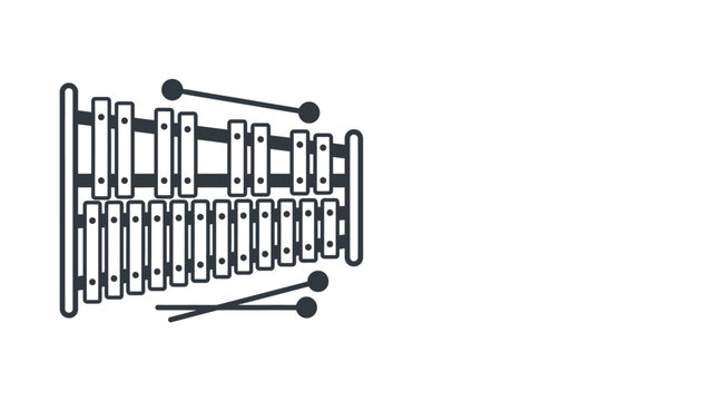 Musical percussion instrument with mallets icon outline
