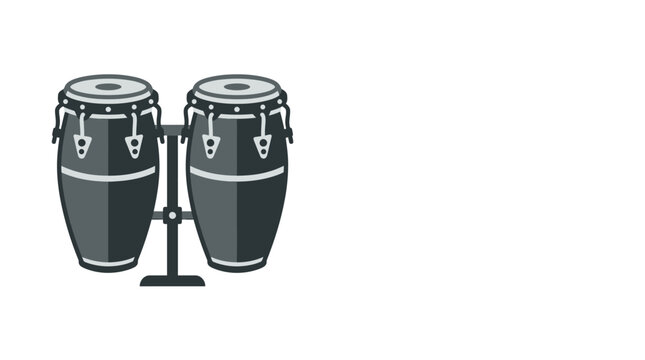 Musical percussion instruments drum set on stand isolated