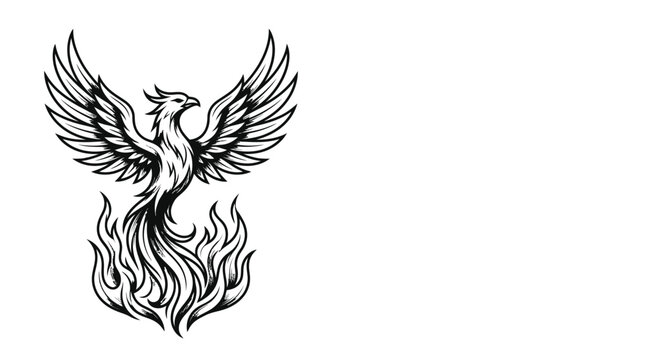 Mythical bird rising from flames symbol of rebirth and power