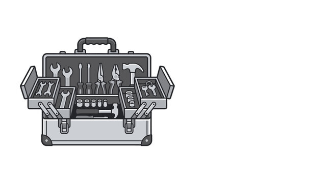 Open toolbox filled with assorted tools and equipment