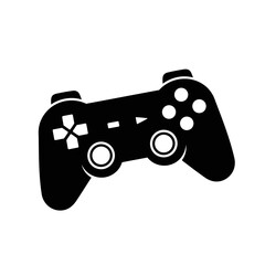 Black video game controller silhouette icon. © rama
