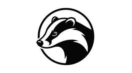 Naklejka premium Stylized badger head emblem clean icon simple wildlife symbol