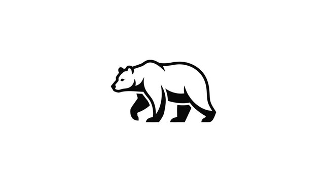 Stylized bear silhouette walking side view graphic icon