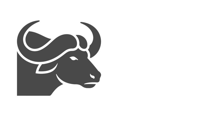 Stylized buffalo head icon simple silhouette graphic design