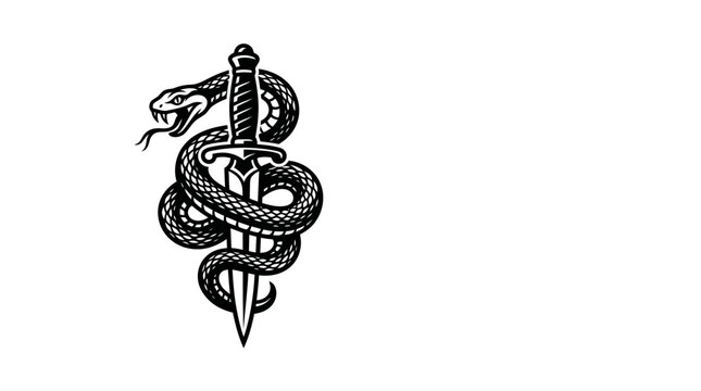 Stylized serpent and dagger symbol
