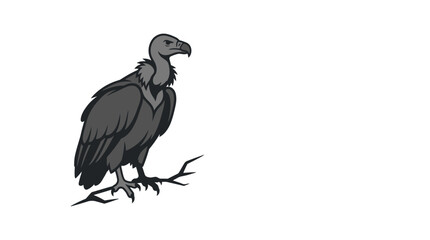 Fototapeta premium Vulture perched on branch stylized illustration minimalist art