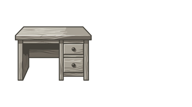 Wooden desk with drawers in simple cartoon style