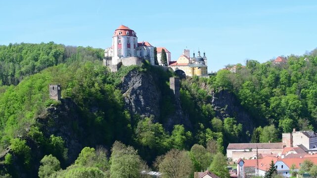 Vranov nad Dyji Castle overlooking the town of Vranov,  South Moravia, Czech Republic