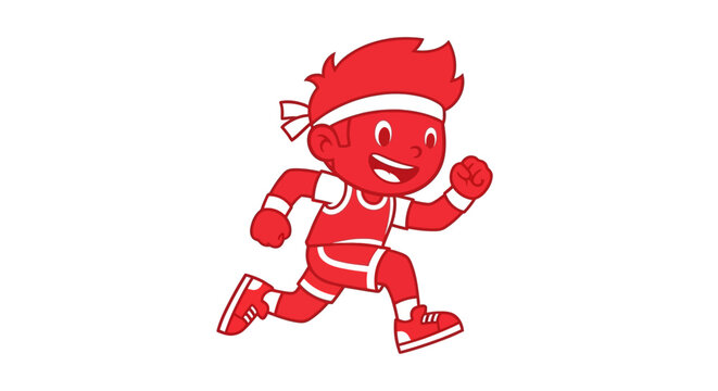 Red cartoon character running fast.