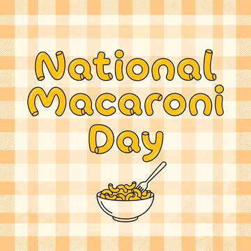 National macaroni day celebration with a bowl of macaroni on a tablecloth