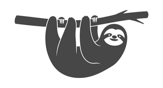 Sloth Hanging Upside Down From Tree.