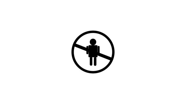 No entry for men icon. Minimalist icon of a person inside a circle with a black segment. Man icon on a circle. No man. no entry authorized access only animated not allowed man. white background.