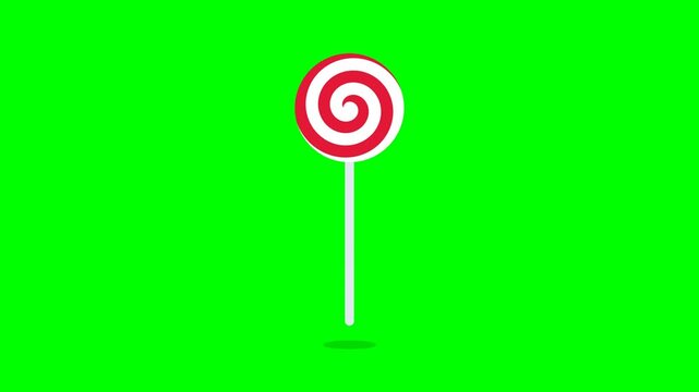 Green Screen Floating Red Spiral Lollipop Loop Animation