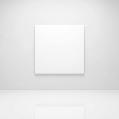Fototapeta premium Blank white square canvas on neutral gray wall with soft shadow