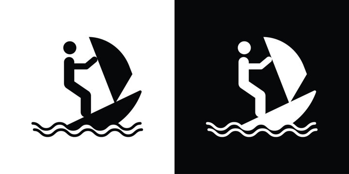 Windsurf icon symbols clipart flat designs