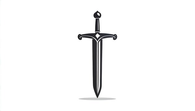 Stylized Black Sword Icon Centered on Light Gray Background