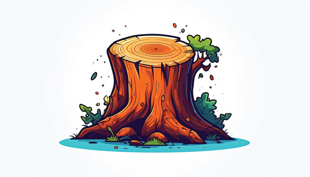 Tree Stump Cut Down Forest Floor.