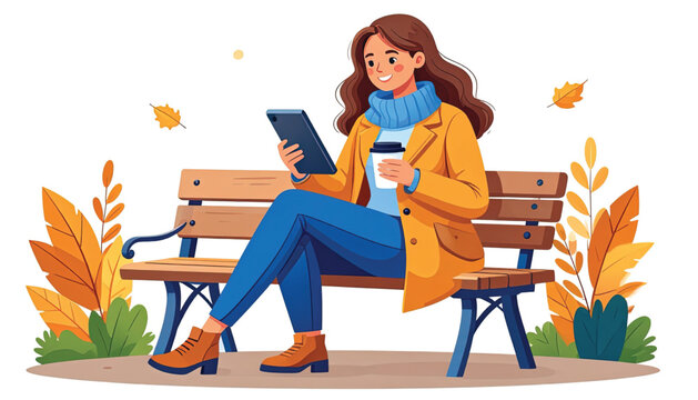 Woman sitting on a bench reading.