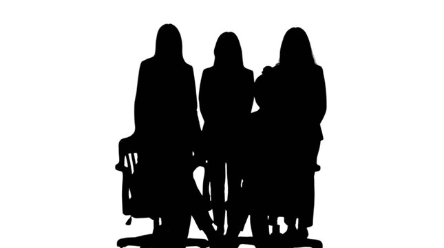 Three people sitting together silhouette style isolated on transparent background, Vector