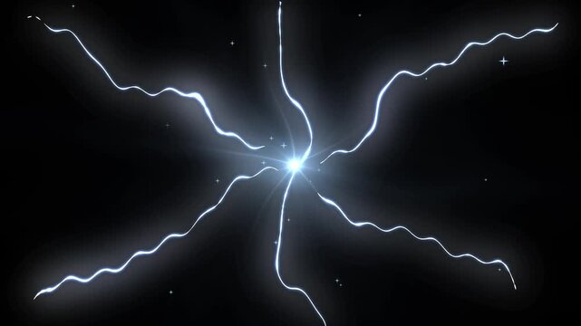 Spark explosion energy effect, on black background, with glowing particle burst, dynamic electric flash, cinematic impact blast, abstract motion graphics element