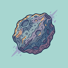 A detailed illustration of a rocky asteroid floating in space © Gaurav