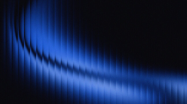 Abstract blue gradient ribbed glass background waves.
