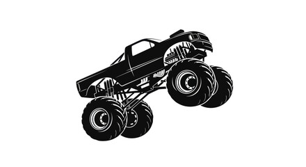 Powerful monster truck performing a high jump stunt © puat