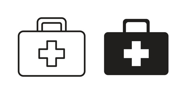 Medical kit icon for mobile application, button and website design.